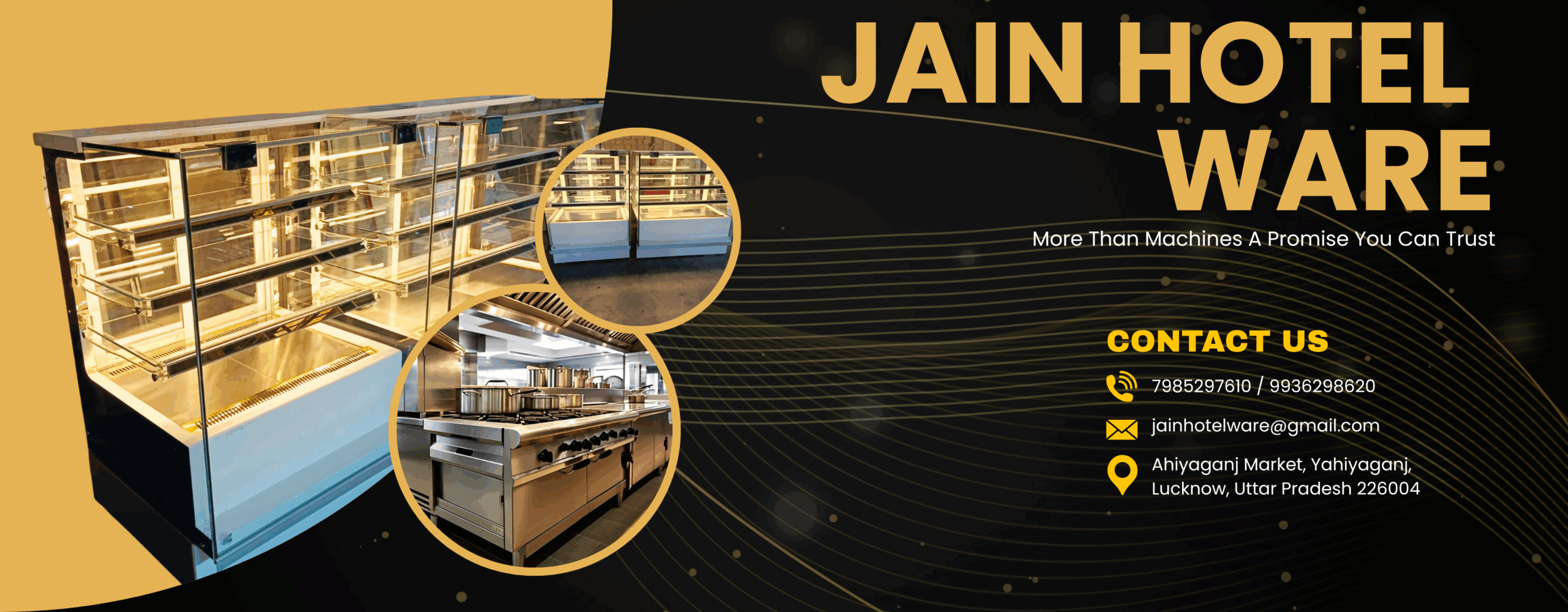 Black Gold Elegant Hotel Resort Suites Room Banner (1920 x 750 mm)